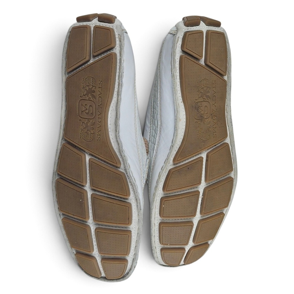 Stacy Adams Loafers Mens 9.5 White Excellent Croc Embossed Leather Driving Shoes - Picture 6 of 7
